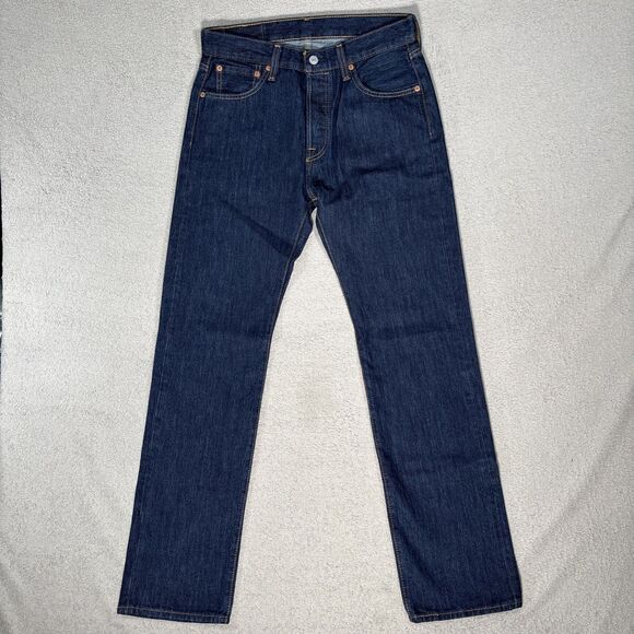 Levi’s 501 Jeans Men’s Fit 31x31 Button Fly Dark Wash No Fade Raw Denim Blank - Picture 1 of 14